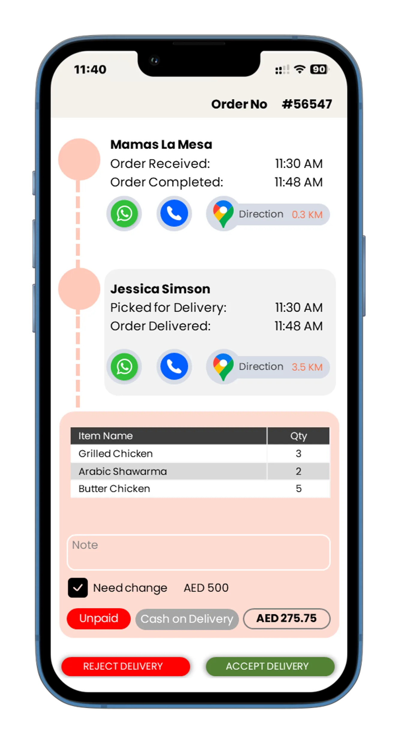 Driver app in BrixPOS